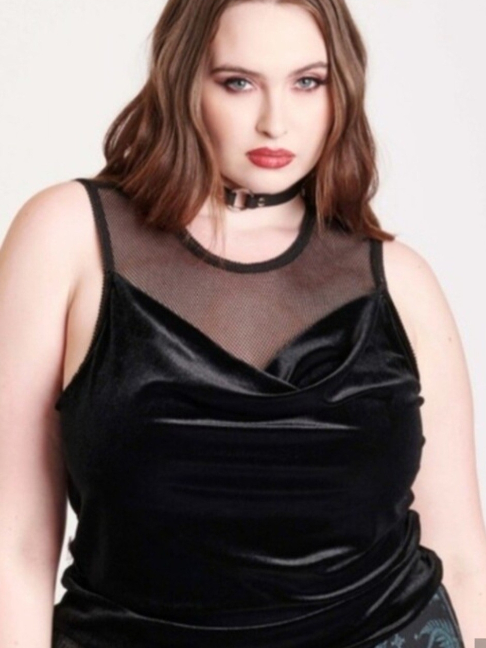 Midnight Hour Black Velvet Mesh Tank Top